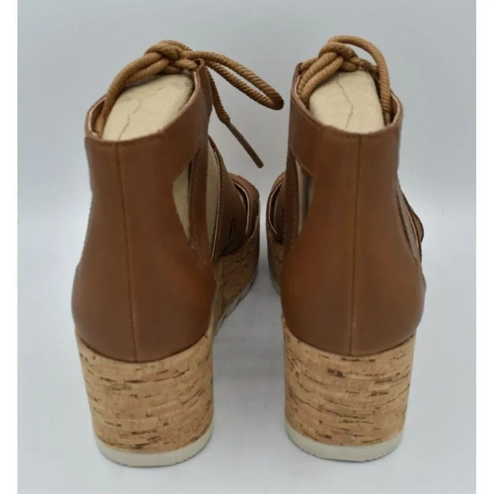 Sorel Women‎ Size 9 Cameron Flatform Leather Lace Up Wedge Platform Sandals